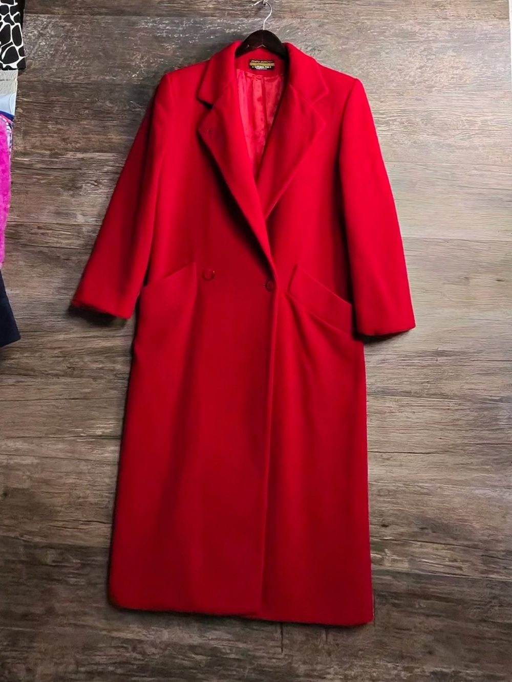 London Fog Red Long Wool Trench Coat